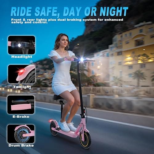 Electric Scooter for Adults with Seat Option, 350W/500W Motor, 8.5"/10" Solid Tires, Dual Suspension & Brakes, 16–22 MPH, Up to 22 Miles Range, Foldable Commuter Escooter with App Control thumbnail 6