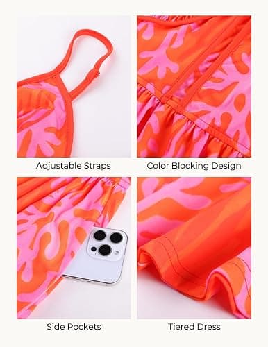 GRACE KARIN 2026 Women's Spaghetti Strap Resort Wear, Summer Beach Maxi Sundress, Floral Vacation Dresses with Pockets thumbnail 4
