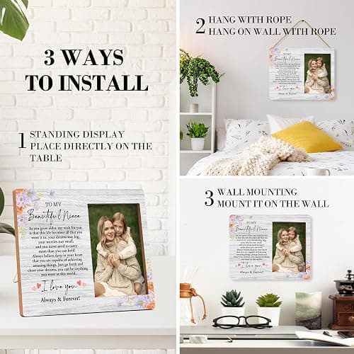 valucise Niece Pictures Frame, To My Beautiful Niece Photo Frame, Niece Gifts From Auntie, Niece Birthday Wedding Gifts, Farmhouse Home Living Room Bedroom Office Decoration -55 thumbnail 4
