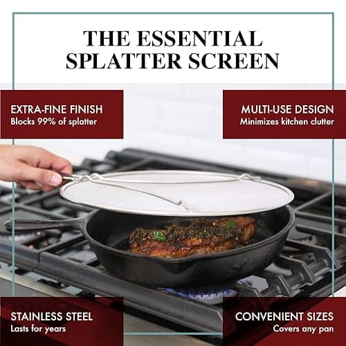 BergKoch Splatter Screen for Frying Pan - 13 Inch Stainless Steel Grease Splatter Guard - Cover Oil Splash when Sizzling Bacon, Cooking Fried Chicken or Popcorn thumbnail 2