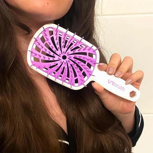 FHI Heat UNbrush Plus — Curly Hair Brush for Gentle & Effective Detangling on Wet or Dry Fragile Hair Types — Detangler Brush w/ 84 UltraFlex Bristles, Ultra-light, Vented, Anti Static Hairbrush thumbnail 4