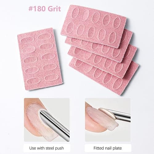 180 Grit Sandpaper Sheets Dual Ended Nail Cuticle Pusher Cuticle Cutter Self-Adhesive Sandpaper for Keratinizer Slant Heads Nail Art Pre Polishing Sandpaper Nail and Foot Salon Home Sandpaper thumbnail 5