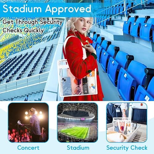 Hoiny Clear Bag for Stadium Events Approved, 12x6x12 Large Transparent Tote Bag with Zipper for Gym Concert Sports Festivals thumbnail 7