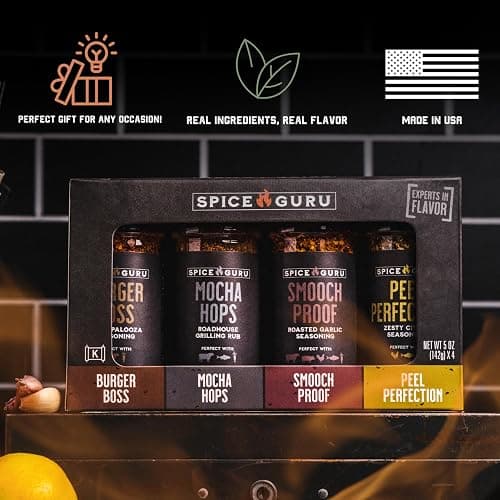 Spice Guru Grill Seasoning Gift Set - 4 Flavor BBQ Seasonings and Rubs - Christmas Gifts for Men Who Cook - BBQ Rub Gift Set - Christmas Grilling Gifts for Men - Gifts for Dad - Gifts for Him thumbnail 5
