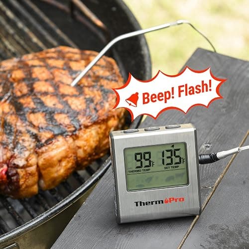ThermoPro TP16 Large LCD Digital Cooking Food Meat Thermometer for Smoker Oven Kitchen BBQ Grill Thermometer Clock Timer with Stainless Steel Temperature Probe thumbnail 9