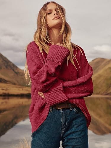 ANRABESS Women's Oversized Sweaters 2025 Long Sleeve Fuzzy Knit Casual Chunky Pullover Sweater Fall Outfits Clothes thumbnail 4