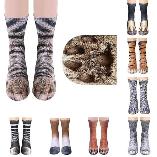 Animal Paws Socks - Funny 3D Animal Socks Crazy Cat Tiger Dog Paw Crew Socks Novelty Socks Gag Gifts thumbnail 9