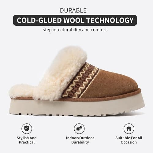 HHUQ Slippers for Women, Winter House Slippers Indoor Outdoor, Fuzzy Platform Slippers Womens thumbnail 4