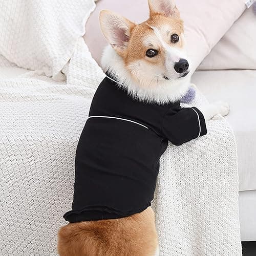 apott 3 Pack Dog Pajamas Pet Two-Legged Sleepwear Shirt Set Soft Cat Loungewear for All Year Round Black Pink Blue L thumbnail 3