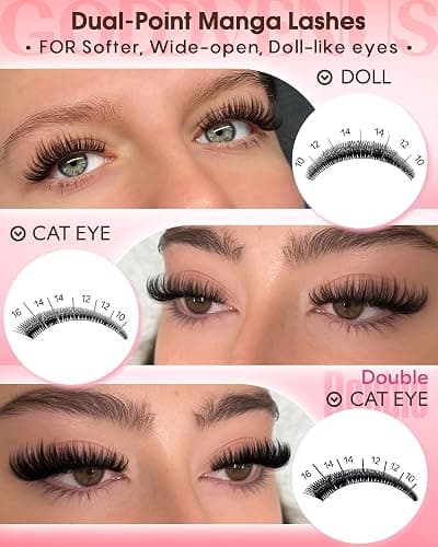 Goddvenus Wispy Manga Lash Clusters Natural Eyelash Clusters Fairy Cluster Eyelash Extensions Anime Individual Lashes C Curl Lash Extension Waterproof DIY Eye Lashes Cluster thumbnail 3