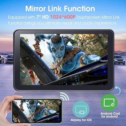 Portable Wireless Carplay Car Stereo, 7" HD Touchscreen for Car with Apple CarPlay & Android Auto with Backup Camera/Mirror Link/Voice Control/Bluetooth/GPS/AUX/FM Satellite Radio for All Vehicles thumbnail 4
