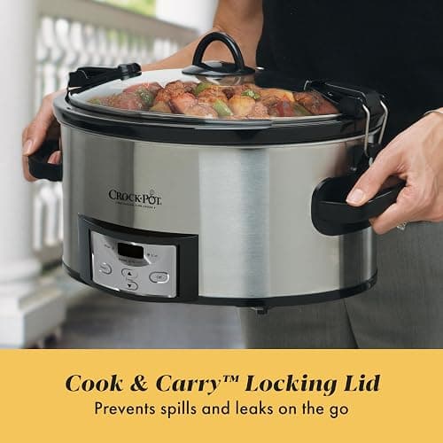 Crock-Pot 6 Quart Cook & Carry Programmable Slow Cooker with Digital Timer Stainless Steel (CPSCVC60LL-S) pack of 1 thumbnail 4