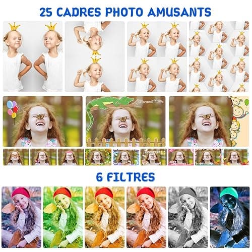 ARNSSIEN Appareil Photo Enfant avec Grand Écran 2,4" et Objectif Pivotant 180°,Appareil Photo Numérique Enfant pour Filles et Garçons de 3 à 12 Ans,Carte 32 Go Incluse,Cadeau Anniversaire ou Fête,X101 thumbnail 6