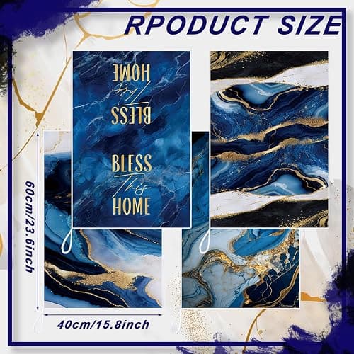 Geyoga 4 Pcs Christmas Marble Kitchen Towels Blue and Gold Hand Dish Towels Absorbent Marble Tea Washcloths for Christmas Xmas Winter Bathroom Decor Kitchen Accessories Gifts thumbnail 4