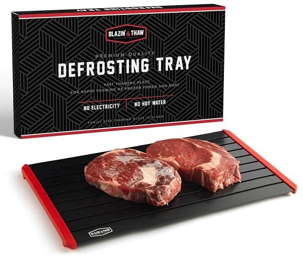 BLAZIN' THAW Defrosting Tray for Frozen Meat | 16" Family-Size | Aluminium Plate for Thawing Frozen Food | Natural Thawing Process | No Microwaves, No Cold/Warm Water Required | - Image 1