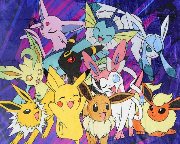 Pokemon Eevee Evolutions Sylveon Umbreon Vaporeon Throw Blanket - 46" x 60" Cozy Soft Fleece Throw Blanket for Bed Couch thumbnail 3