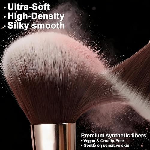HEDIVIA Black Makeup Brushes Set 14 Pcs Professional, Premium Synthetic Foundation Makeup Brush Concealer Powder Blush Eyeshadow Brushes with 2 Powder Puff & Dual-ended Mask Applicator.Gifts for Girls thumbnail 4