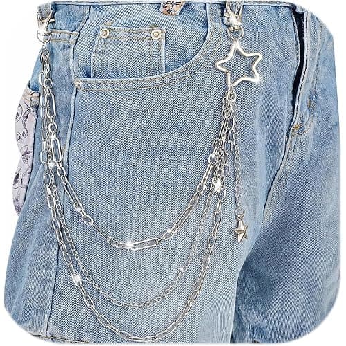 Vivian&CD Jean Chain Belt for Men&Women, Pocket Chain Goth Punk Chain Belt Chain Layered Chunky Pants Chain and Vintage Hip Hop Wallet Chain Jewelry Accessory for Women Men thumbnail 3