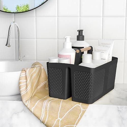 Xuhdukc Shower Caddy Portable and Cleaning Caddy Organizer for Bathroom, Kitchen, Toiletries Storage ，Caddy organizer with handle, Rust-Resistant, Durable Material (Black, 9.36" L×7.73" W×7.24" H) thumbnail 2