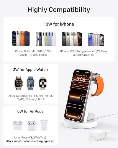 Anlmz 3 in 1 Charging Station for iPhone - Wireless Charger for Apple Products Multiple Devices - Charging Dock Stand for AirPods (for iPhone 17 16e 16 15 14 13 pro 12 11 X Max) thumbnail 4