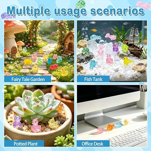 100pcs Mini Glow in The Dark Resin Animals, Mystery Bag Mini Resin Models, Blind Box Collectible Figurines, Individually Wrapped Tiny Models for DIY Fairy Garden, Micro Landscape Decor (Animals) thumbnail 7