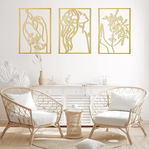 AGIOTA 3 Pcs Gold Wall Decor Above Bed Minimalist for Living Room Metal Line Art - Female Body, Gold Room Decor for Bedroom Modern Wall Art for Indoor 15inch thumbnail 5