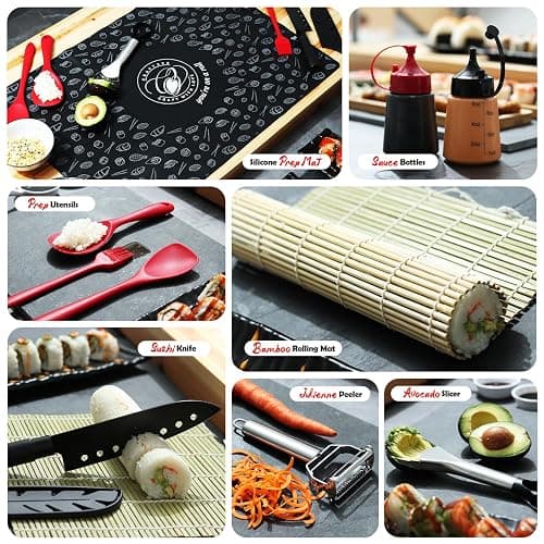CraftZee All-Inclusive 𝗣𝗥𝗘𝗠𝗜𝗨𝗠 Sushi Making Kit for Beginners & Professionals - Sushi Maker with Rice Cooker, Reusable Chopsticks, Bazooka, Sushi Roller, Book - Sushi Kit for Family BPA-Free thumbnail 4