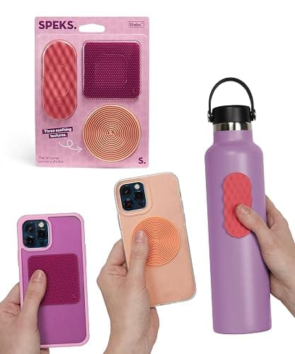 Speks Slabs Silicone Sensory Stickers | Calming Strips & Fidget Stickers for Desk | Anxiety & Focus Tool for Teens and Adults | Purple 3-Pack - Image 1