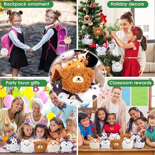 Libima 9 Pcs Mini Stuffed Animals Keychains 3.15 Inch Small Plush Cute Ornaments Bulk Toys for Baby Shower Birthday Party Decors Gift Bags Fillers Operation Christmas Basket Stuffers(Puppy) thumbnail 5