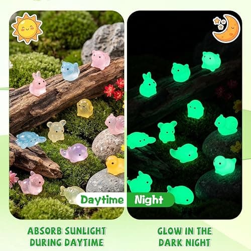 Alotiki 180 PCS Luminous Mini Resin Animals, 60 Styles Tiny Resin Animals | Mini Figurines In Bulk for Fairy Gardens, Classroom Prizes, Party Decor, DIY Crafts, Mini Glow In The Dark Resin Animals Bulk thumbnail 5