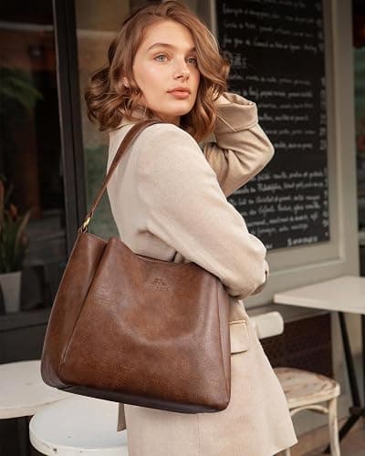 LOVEVOOK Hobo Bag for Women with Three Large Compartments Waterproof Shoulder Handbags Purse for Work Shopping Travel thumbnail 2