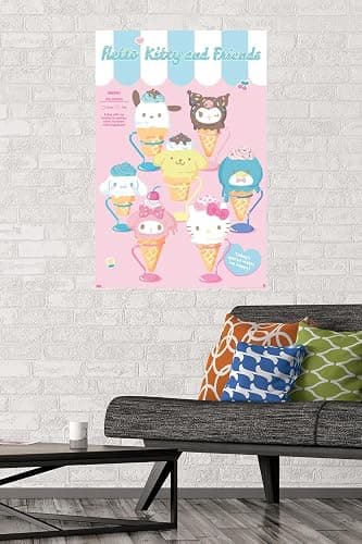 Trends International Hello Kitty and Friends: 24 Ice Cream Parlor - Group Wall Poster, 34L x 22.4W, Premium Unframed Version thumbnail 2