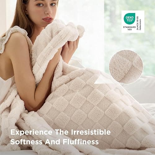 Bedsure GentleSoft Full Size Blankets for Bed - Super Soft Cozy Fleece Blanket for Kids Girls, Large Fuzzy Throws for Bedroom Decor, Cream, 84x90 Inches thumbnail 6