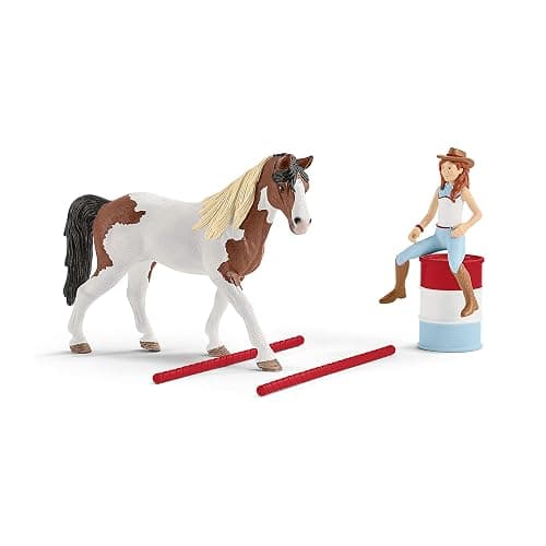 Schleich Horse Club 12-Piece Hannah's Riding Horse Set - Rodeo Riding with Cowgirl and Horse, Realistic Western Rodeo Farm Animal Toys and Accessories, Gift for Toddlers, Boys, and Girls Ages 5 and up thumbnail 5