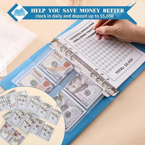 NICOOTH 100 Envelopes Money Saving Binder A5 Savings Challenge Book Easy and Fun Way to Save $5050 thumbnail 5