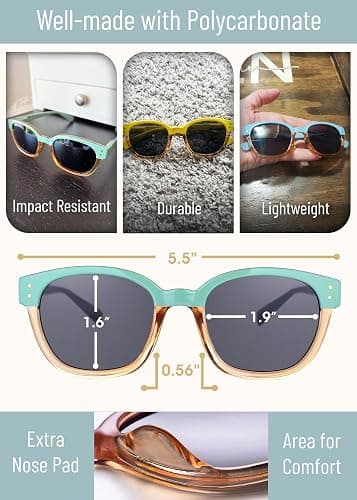 Leafael Polarized Sunglasses Women's Trendy Two Tone Design, UV400 100% Protection, Retro Square Frame, Lifestyle & Active thumbnail 5