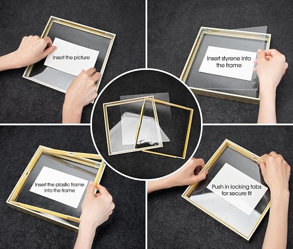 Frametory, Floating Picture Frame 11x14 - Black Aluminum Metal Photo Frame - Real Glass of Front - for Wall Mount Displays thumbnail 8