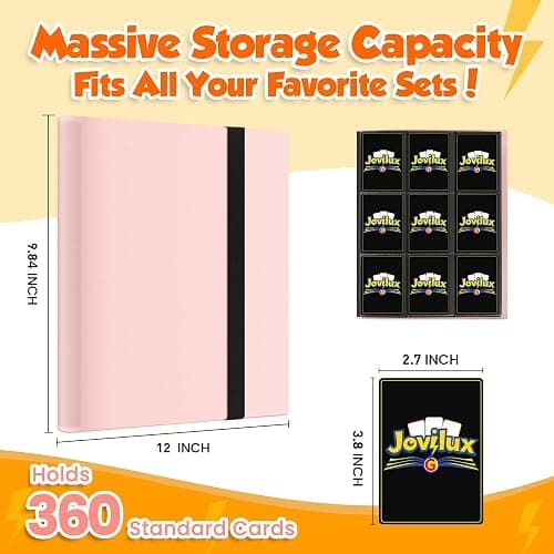Jovilux Classeur de Cartes 9 Poches - Capacité 360 Cartes, 20 Pages à Chargement Latéral, Album pour Cartes à Collectionner MTG, Sports, Baseball, TCG, Football, Basketball - Rose thumbnail 3