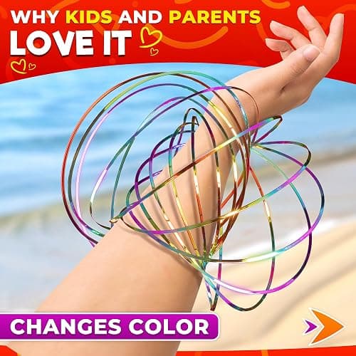 2 Pcs Flow Ring Spinner Ring Arm Toy - 5.1" Color - Changing Fidget Flow Toy with a Pleasant Smooth Surface, Compact & Portable Design - Entertaining Geometric Magic Bracelet with Soothing Effect thumbnail 4