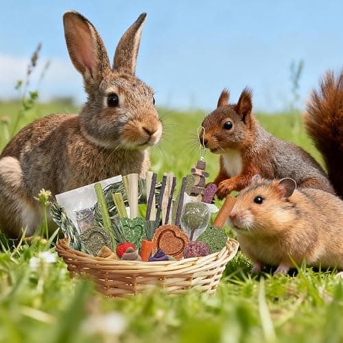 Hay Natural Rabbit Chew Toys, Treats for Guinea Pigs & Hamsters - Natural Chew Sticks & Balls Set for Small Animals, Dental Care Treats for Chinchillas, Bunny - 20+ Toys for Teeth Health (30 Pieces) thumbnail 5