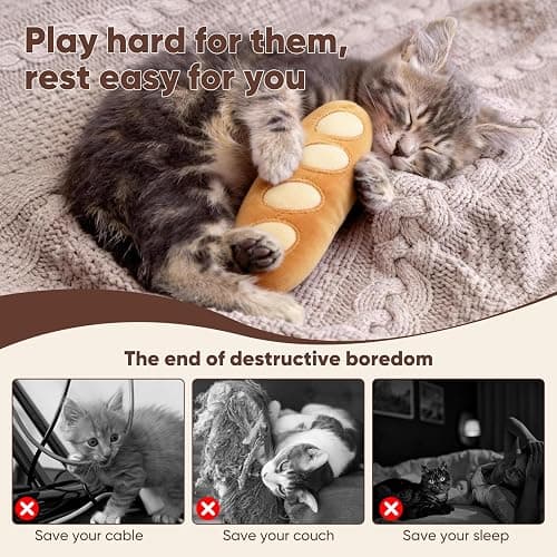CiyvoLyeen Bread Catnip Toys, Cat Toy for Indoor Interactive Toys, Kitten Chew Bite Kick Toy Baguette Croissant Pretzel Toast Bun Cinnamon Roll Plush Catmint Pet Birthday Presents 6 Pack thumbnail 2