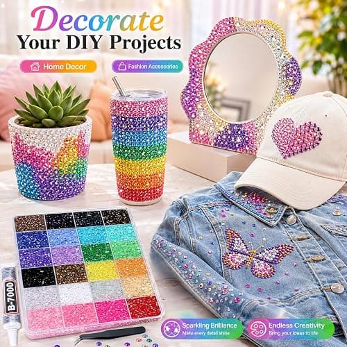 Bolosa 24 Colours 5mm Nail Art Rhinestones Kit, 25000 Pcs Resin Flat Back Gems, Bedazzling Kit with Tweezers & Pick Up Pen for Nails, Nail Gems, Phone Cases, Clothes, Shoes, Home and DIY Crafts thumbnail 5