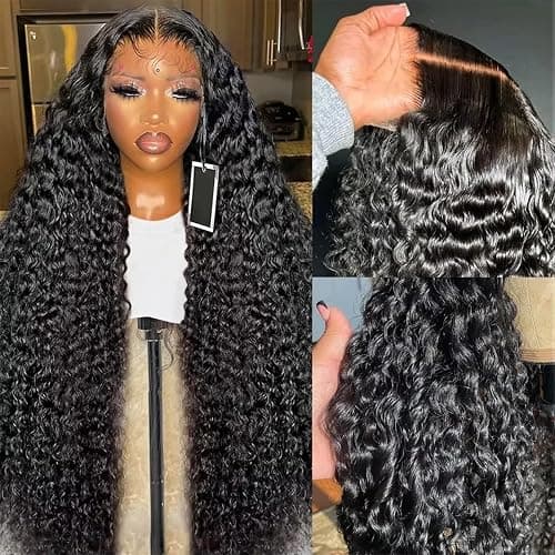 Nervoss 24Inch 13X6 Lace Front Wigs Human Hair 200% Density Deep Wave HD Transparent Lace Front Wigs Human Hair Pre Plucked Glueless Wigs Deep Curly Human Hair for Women With Baby Hair thumbnail 3
