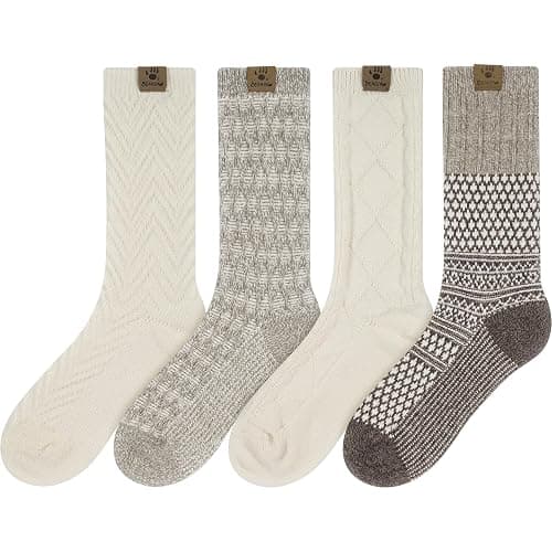 BEARPAW Womens 4 Pair Pack Super Soft Modern Multicolor Assorted Easy Care Diamond Fairisle Boot Socks thumbnail 3