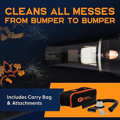 THISWORX Car Vacuum Cleaner - Portable, High Power, Handheld Vacuums w/ 3 Attachments, 16 Ft Cord & Bag - 12v, Auto Accessories Kit for Interior Detailing - Black thumbnail 2