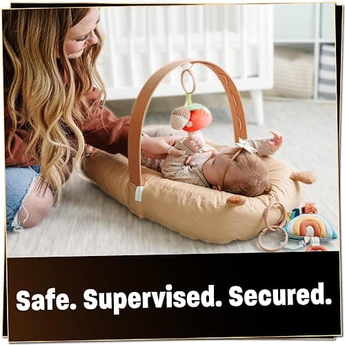 SplashEZ Baby Lounger Pillow for Newborn, Baby Nest & Infant Play Gym, 100% Organic Cotton, Breathable, Lightweight & Portable 3D Mesh Pillow for Awake Time Only (Toys NOT Included), Camel thumbnail 6
