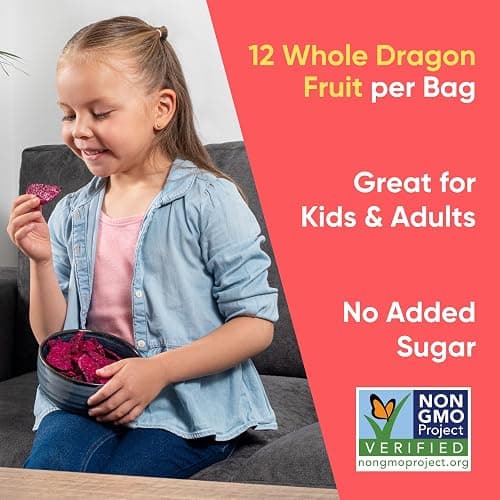 Yammy Dried Dragon Fruit Chips for Drinks Refreshers - Like Freeze Dry Dragonfruit Pieces - 1 Ingredient Healthy Snack for Adults & Kids - 2g Protein, 4g Fiber, Gluten Free Vegan, 5.6oz Value Size thumbnail 5