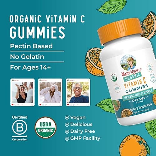 MaryRuth Organics Adult Vitamin C Gummies | USDA Organic | Vegan Chewable Vitamin C Gummies for Ages 14+ | for Immune Support & Overall Wellness | Vegan | Non-GMO | Orange Flavor | 60 Count thumbnail 8