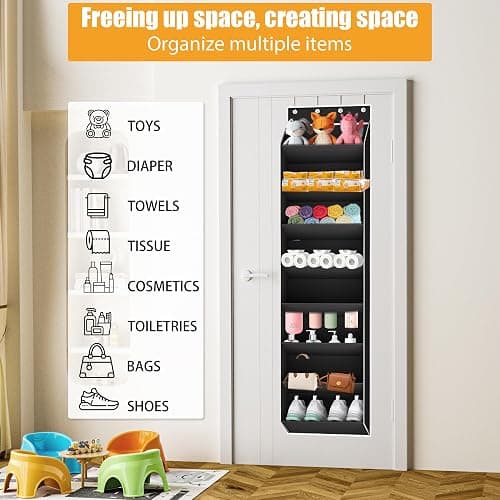 KYEVIS Over The Door Shoe Organizer Storage Fit 16-24 Pairs Hanging Shoe Rack Organiser for Closet Door, Deep Pocket Shoe Holder for Sneakers,Boots Storage(1 Pack Black) thumbnail 4
