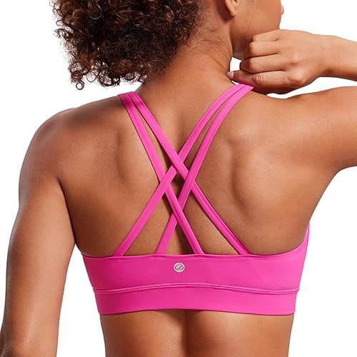 CRZ YOGA Naked Feeling Strappy Padded Sports Bras for Women - Fitness Workout Top Criss Cross Back Yoga Cami - Image 1